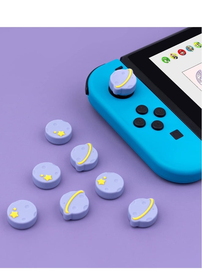 أغطية قبضة الإبهام لجهاز نينتندو سويتش، OLED وسويتش لايت - أغطية عصا تحكم متينة من السيليكون الناعم (4 قطع) بتصميم كوكب سعيد باللون الأرجواني - Image 3