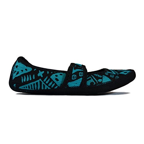 Nufoot Betsy Lou Fuzzies Women's Slippers, Foldable, Flexible Flats, Slipper Socks, Travel Slipper, Yoga Socks, House Shoes, Indoor Shoes, Blue Aztec, Small - Image 2