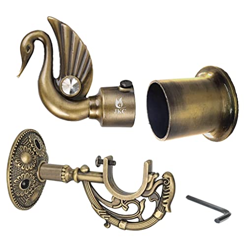 JKC Antique Zinc Alloy Peacock Curtain Brackets and Holders, Curtain Holders for Wall, Curtain Brackets, Stylish Curtain Holder, Curtain Rod Holder, Antique Color - 1 Bracket 1 Holder 1 Wall to Wall - Image 1