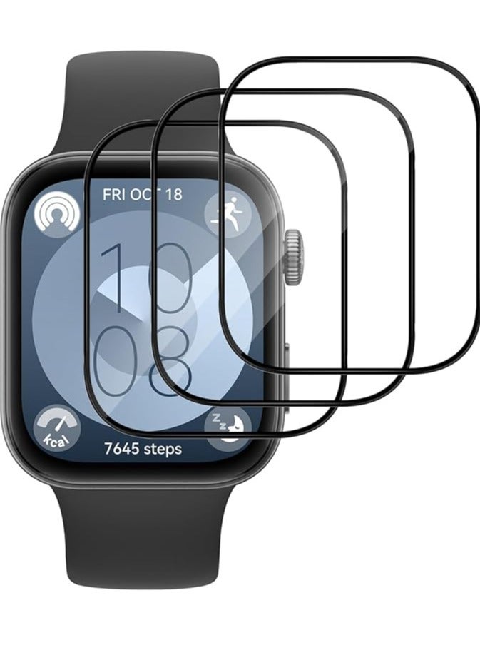 Screen Protector for Huawei Watch Fit 3, 3 Pieces 3D Full Coverage Anti-Scratch Bubble-Free Transparent HD Flexible Protective Film - Image 1