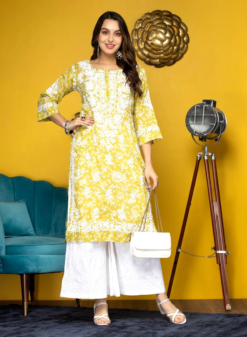 Alaya Hand Embroidered Chikankari Mulmul Cotton Kurta-AL3648