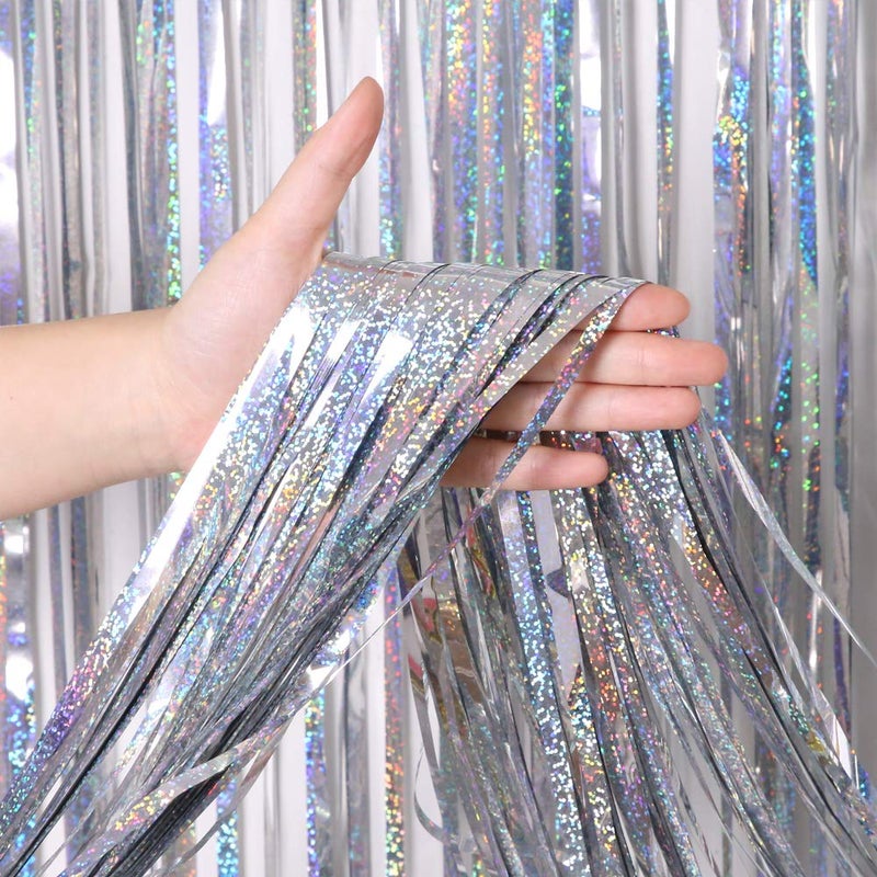 3 Pack Fringe Curtains Party DecorationsTinsel Backdrop Curtains for PartiesPhoto Booth Wedding Graduations Birthday Christmas Event Party Supplies Silver