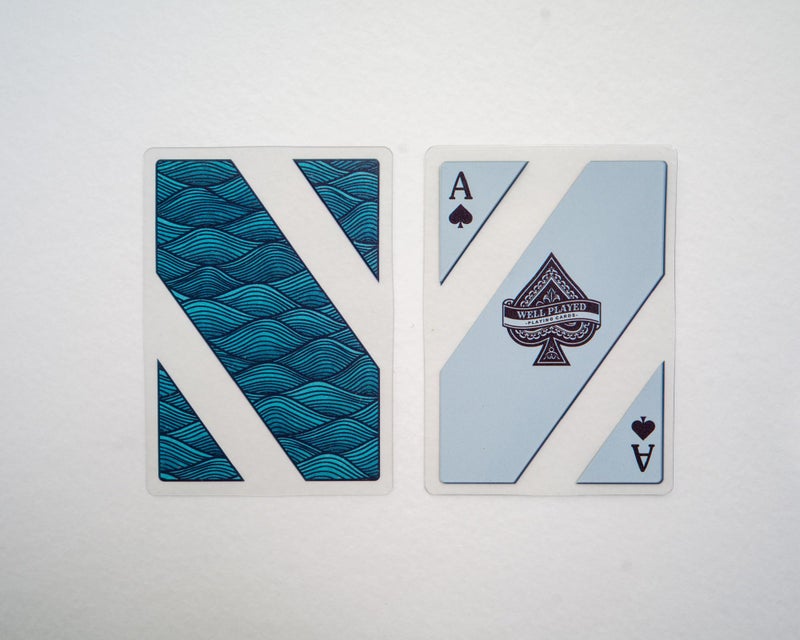 Well Played Waterproof Clear Plastic Playing Cards - Standard Deck of Cards, Transparent with Unique Custom Design, Great for Poker, Includes QR Code for Game Instructions, Teal - Image 4