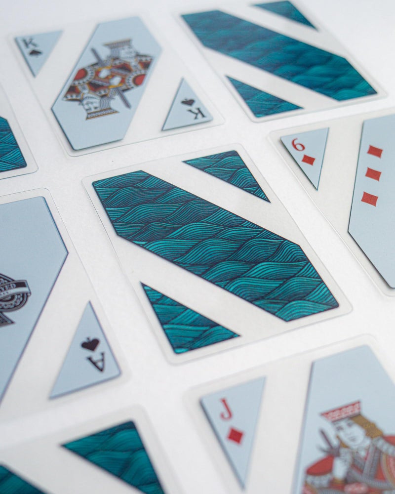 Well Played Waterproof Clear Plastic Playing Cards - Standard Deck of Cards, Transparent with Unique Custom Design, Great for Poker, Includes QR Code for Game Instructions, Teal - Image 3