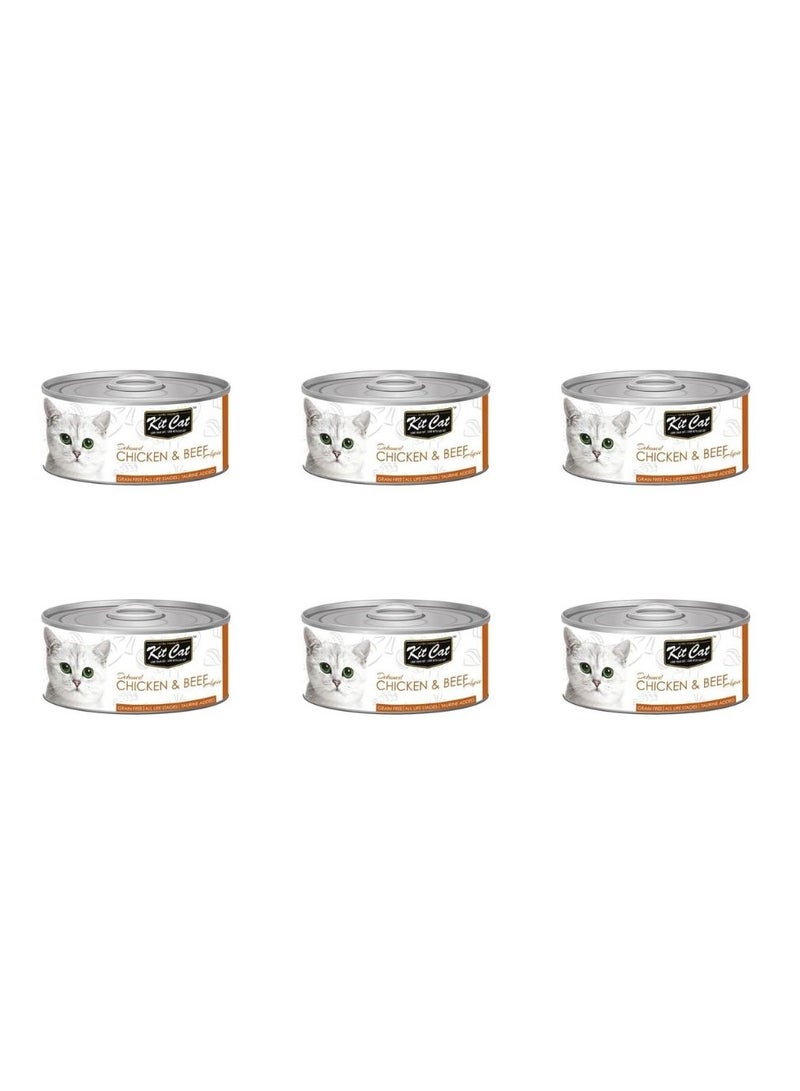 كيت كات أكل قطط رطب بنكهة الدجاج منزوع العظم و اللحم البقري 6 عبوات بوزن 80 جرام - Image 1