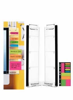 Y&D ELECDON Computer Monitor Memo Board, Multifunction Clear Boards, Set of 2 (Left & Right) Acrylic Message Reminder Pad Side Panels Phone Holder, Utility Organizer for Office Desktop  - Image 1
