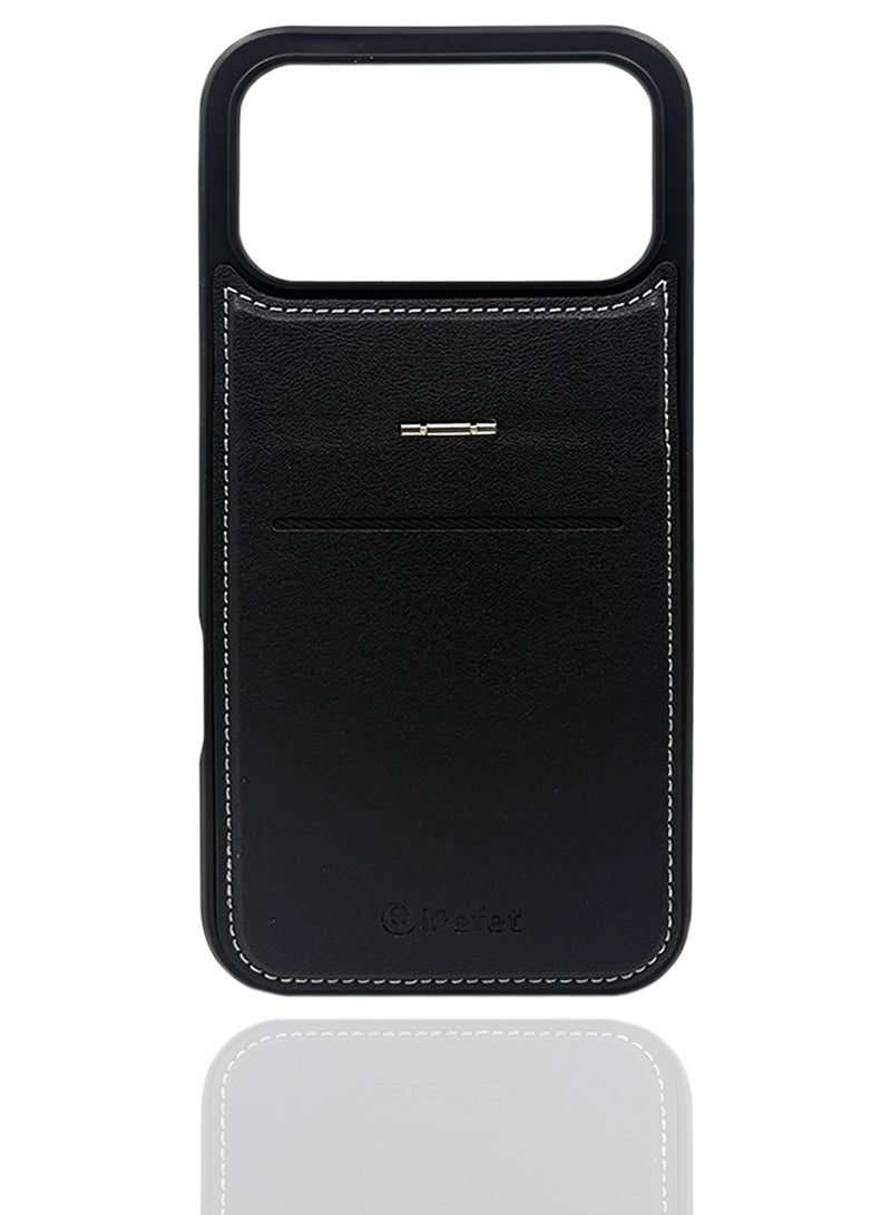 iPefet Premium Case for iPhone 17 Pro Max with Built-in Card Holder – Luxury Shockproof Faux Leather Cover, Camera Protection, Precise Cutouts, Reinforced Corners, Creative Slim Design, High-Quality Finish - Image 3
