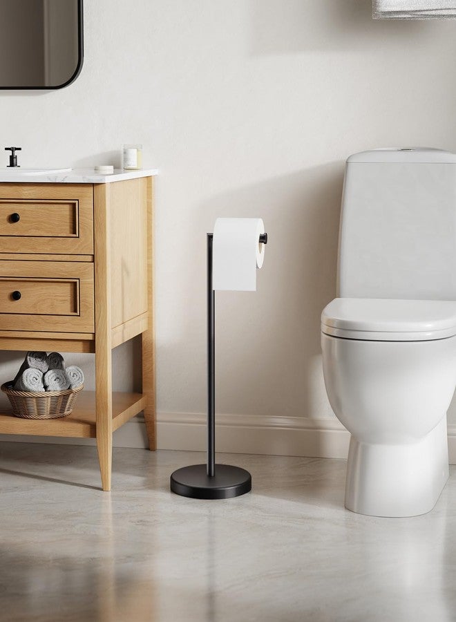 BWE حامل ورق تواليت للحمام من BWE، أسود مطفي، مصنوع من الفولاذ المقاوم للصدأ SUS304، حامل ورق تواليت عصري قائم بذاته، مناسب للحمام والمطبخ وغرفة الغسيل، بقاعدة ثقيلة الوزن. - Image 2