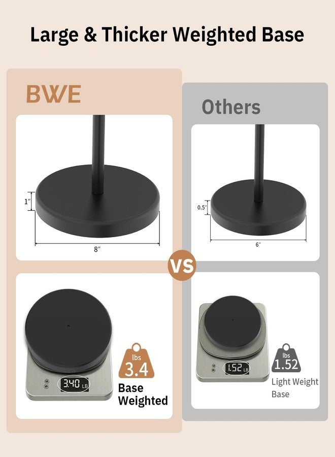 BWE حامل ورق تواليت للحمام من BWE، أسود مطفي، مصنوع من الفولاذ المقاوم للصدأ SUS304، حامل ورق تواليت عصري قائم بذاته، مناسب للحمام والمطبخ وغرفة الغسيل، بقاعدة ثقيلة الوزن. - Image 3