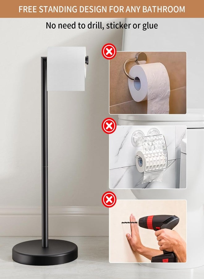 BWE حامل ورق تواليت للحمام من BWE، أسود مطفي، مصنوع من الفولاذ المقاوم للصدأ SUS304، حامل ورق تواليت عصري قائم بذاته، مناسب للحمام والمطبخ وغرفة الغسيل، بقاعدة ثقيلة الوزن. - Image 5