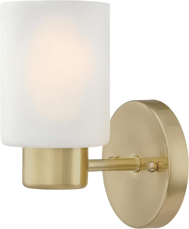 Westinghouse 6126400 Sylvestre Transitional One Light Wall Fixture Champagne Brass Finish Frosted Glass - Image 1