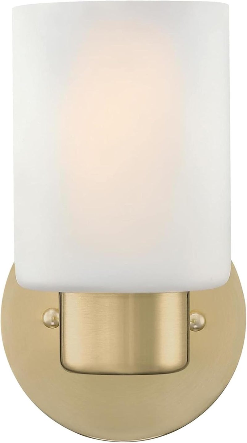 Westinghouse 6126400 Sylvestre Transitional One Light Wall Fixture Champagne Brass Finish Frosted Glass - Image 2