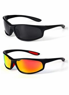 Polarized Sunglasses, Sports Trendy Sunglasses, for Men Womens Sunglasses Polarized UV Protection Non-Slip, for Driving Cycling Fishing Running, 2 Pairs