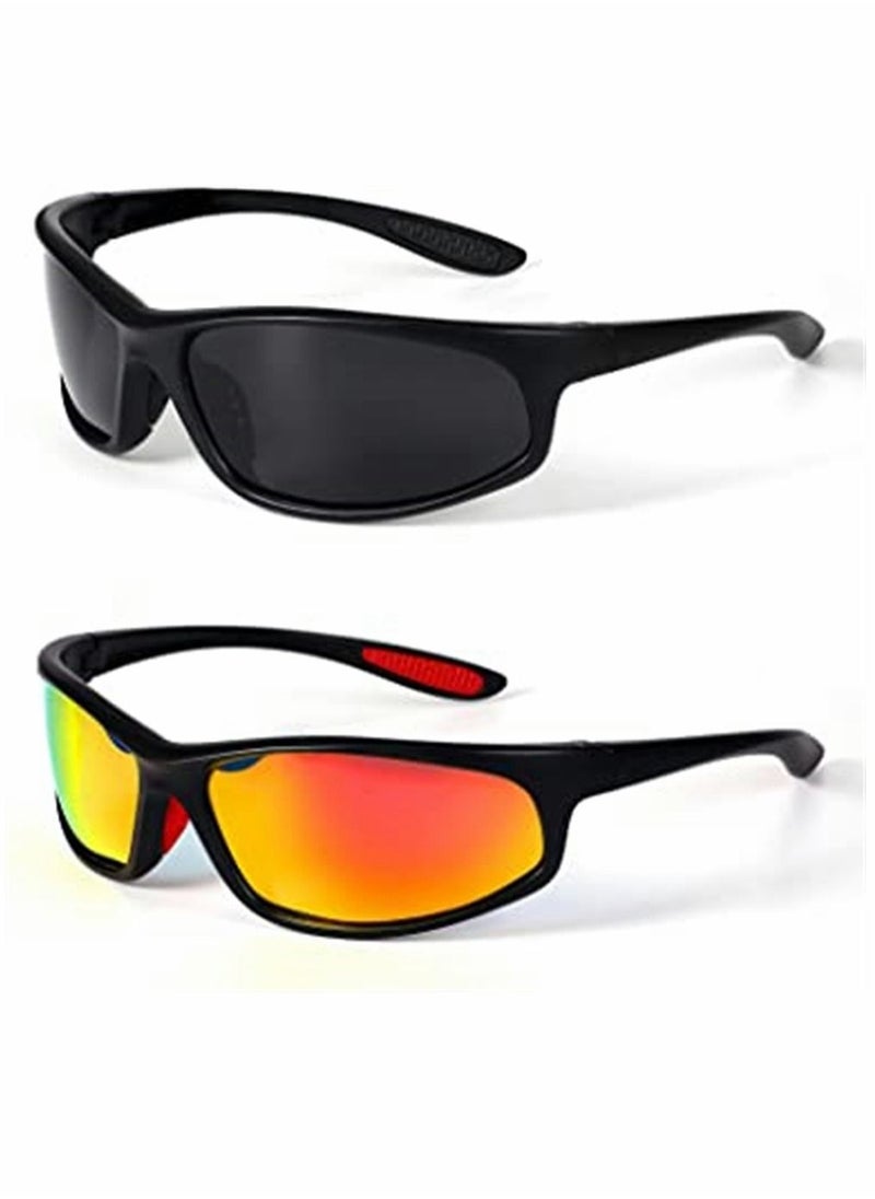 Captaintech - Polarized Sunglasses, Sports Trendy Sunglasses, for Men Womens Sunglasses Polarized UV Protection Non-Slip, for Driving Cycling Fishing Running, 2 Pairs - Image 1
