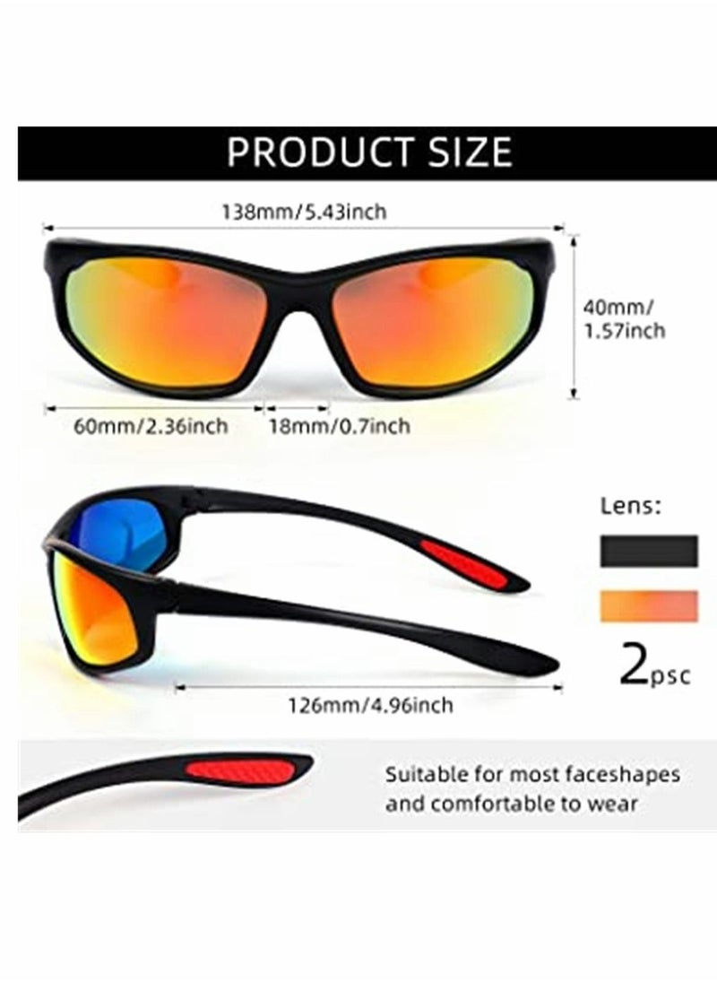 Captaintech - Polarized Sunglasses, Sports Trendy Sunglasses, for Men Womens Sunglasses Polarized UV Protection Non-Slip, for Driving Cycling Fishing Running, 2 Pairs - Image 1