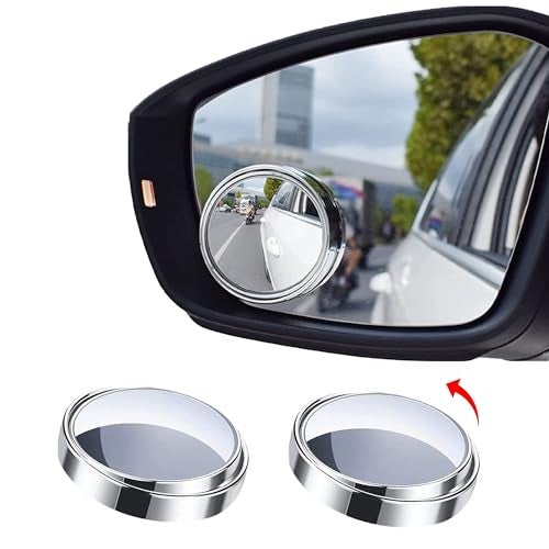 TOMATUS® Blind Spot Mirror, Round HD Glass Convex Rear View Mirror, 360° Wide Angle Side Rear View Side Mirror with Sucker for Cars SUV and Trucks (Pack Of 2) - Image 1
