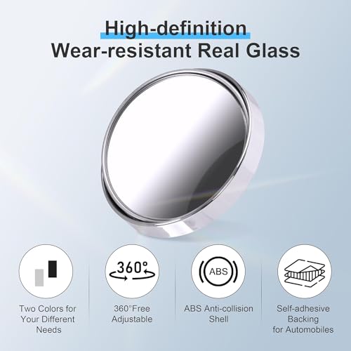 TOMATUS® Blind Spot Mirror, Round HD Glass Convex Rear View Mirror, 360° Wide Angle Side Rear View Side Mirror with Sucker for Cars SUV and Trucks (Pack Of 2) - Image 2