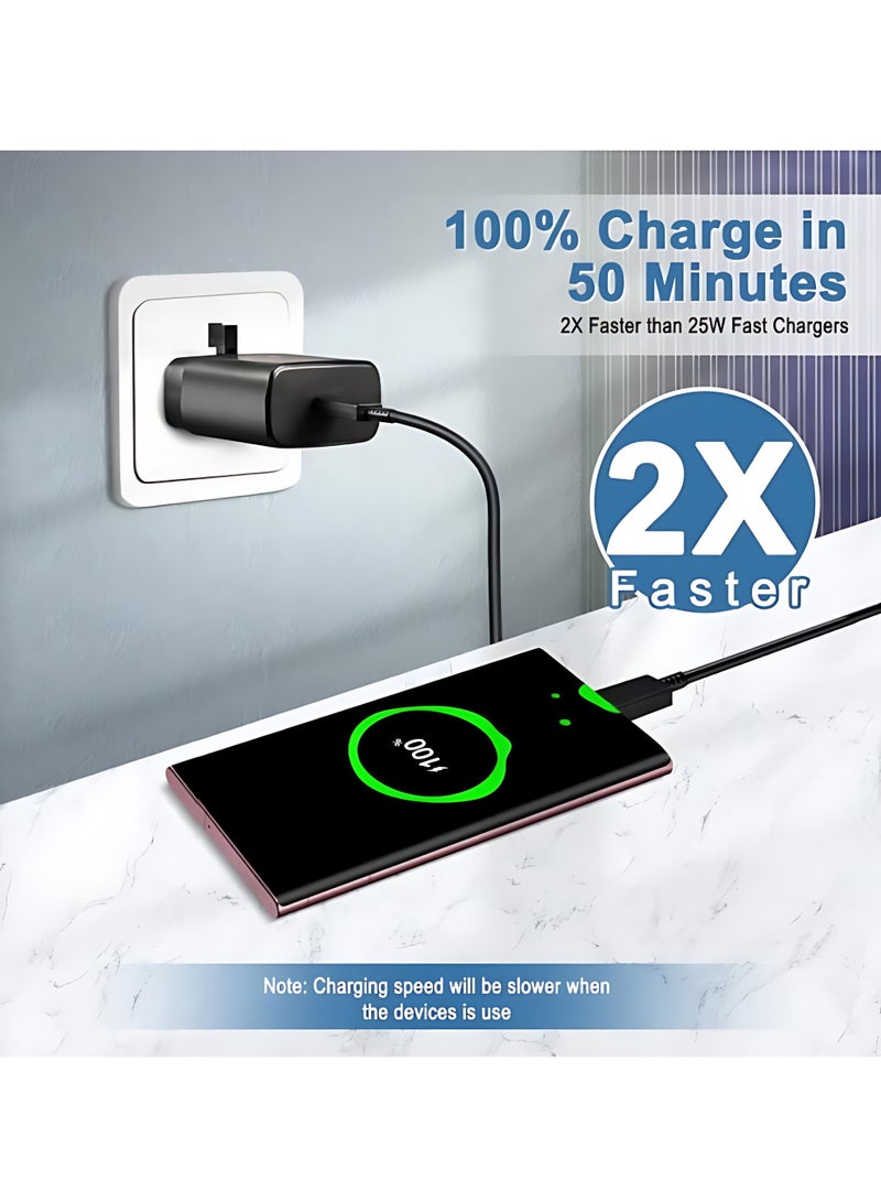 شاحن فائق السرعة ٤٥ واط مع مقبس من النوع-سي وكابل يو إس بي-سي بطول ١ متر، محول حائط للشحن السريع، متوافق مع إس ٢٤ الترا / إس ٢٤ بلس / إس ٢٣ إف إي / إس ٢٤ / إس ٢٢ / إس ٢١ / إس ٢٠، إيه ٥٤ / إيه ٢٥ / إيه ١٥ / إيه ٠٥ إس / إيه ٥٣ / إيه ٣٤ / إيه ٢٣ ٥جي، زد فولد ٤ ٥جي / زد فليب، تاب إس ٧ / إس ٨، والأجهزة الأخرى، باللون الأسود. - view 4