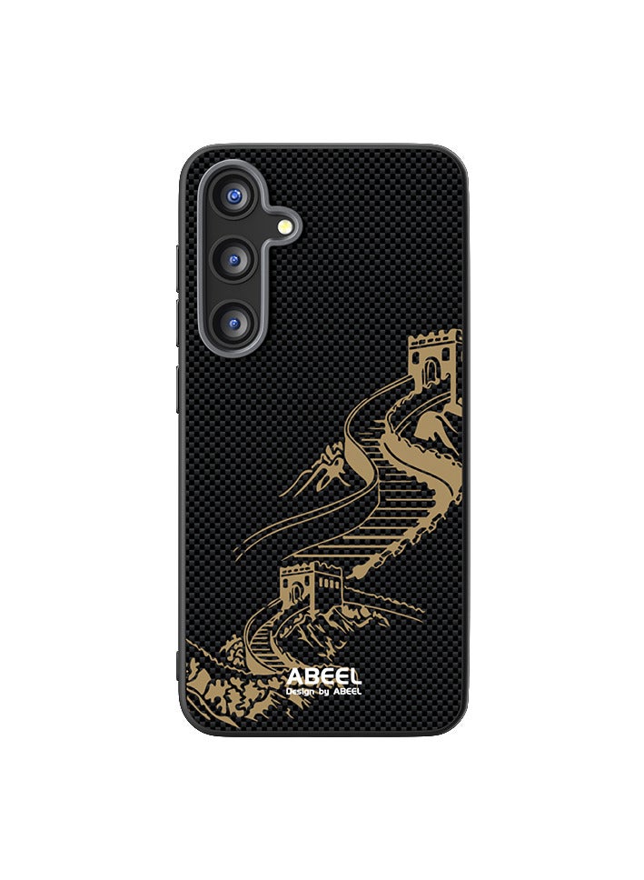 ABEEL Premium Matte Carbon Fiber Texture Magnetic Phone Case for Samsung Galaxy S24 Plus Wireless Charging Shockproof Back Cover - Black Golden - Image 2