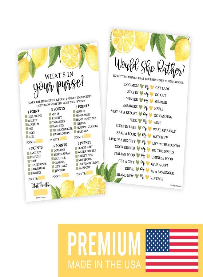 Hadley Designs 20 Lemon Bridal Shower Games-Couples Wedding Shower Games, Would She Rather Game Set, What's in Your Purse Game - Image 5