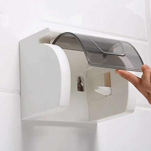 HYDERON Hyderon Toilet Paper HolderSelfAdhesive roll Holder Paper Planes Tissue Holder Type of Wall mounting SupportTelephone Holder Plastic Bathroom DispenserToilet Tray TransparentBlack  - Image 2