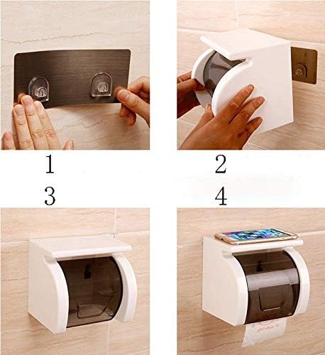 HYDERON Hyderon Toilet Paper HolderSelfAdhesive roll Holder Paper Planes Tissue Holder Type of Wall mounting SupportTelephone Holder Plastic Bathroom DispenserToilet Tray TransparentBlack  - Image 5