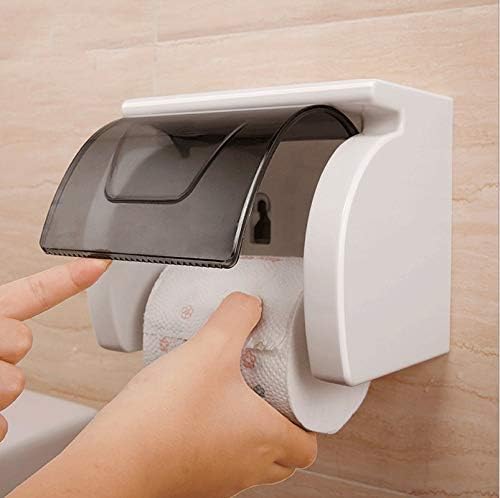 HYDERON Hyderon Toilet Paper HolderSelfAdhesive roll Holder Paper Planes Tissue Holder Type of Wall mounting SupportTelephone Holder Plastic Bathroom DispenserToilet Tray TransparentBlack  - Image 3