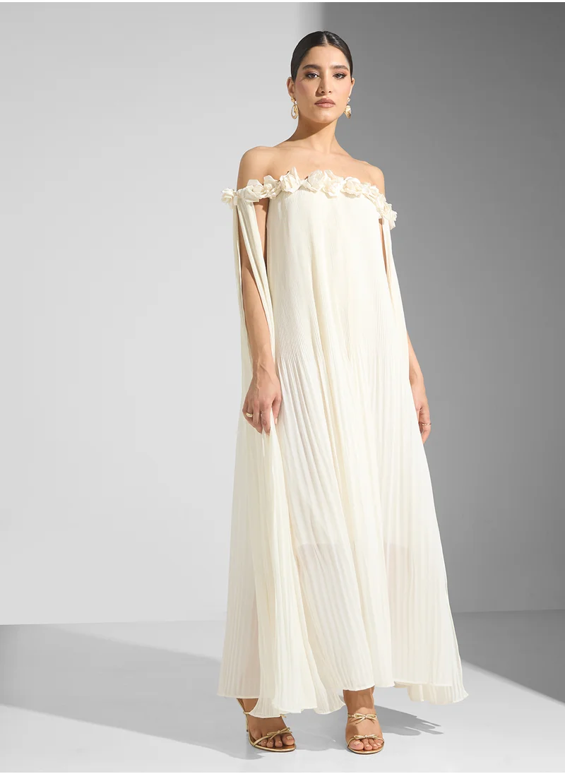 Ella Limited Edition Off Shoulder Dress With 3D Florals