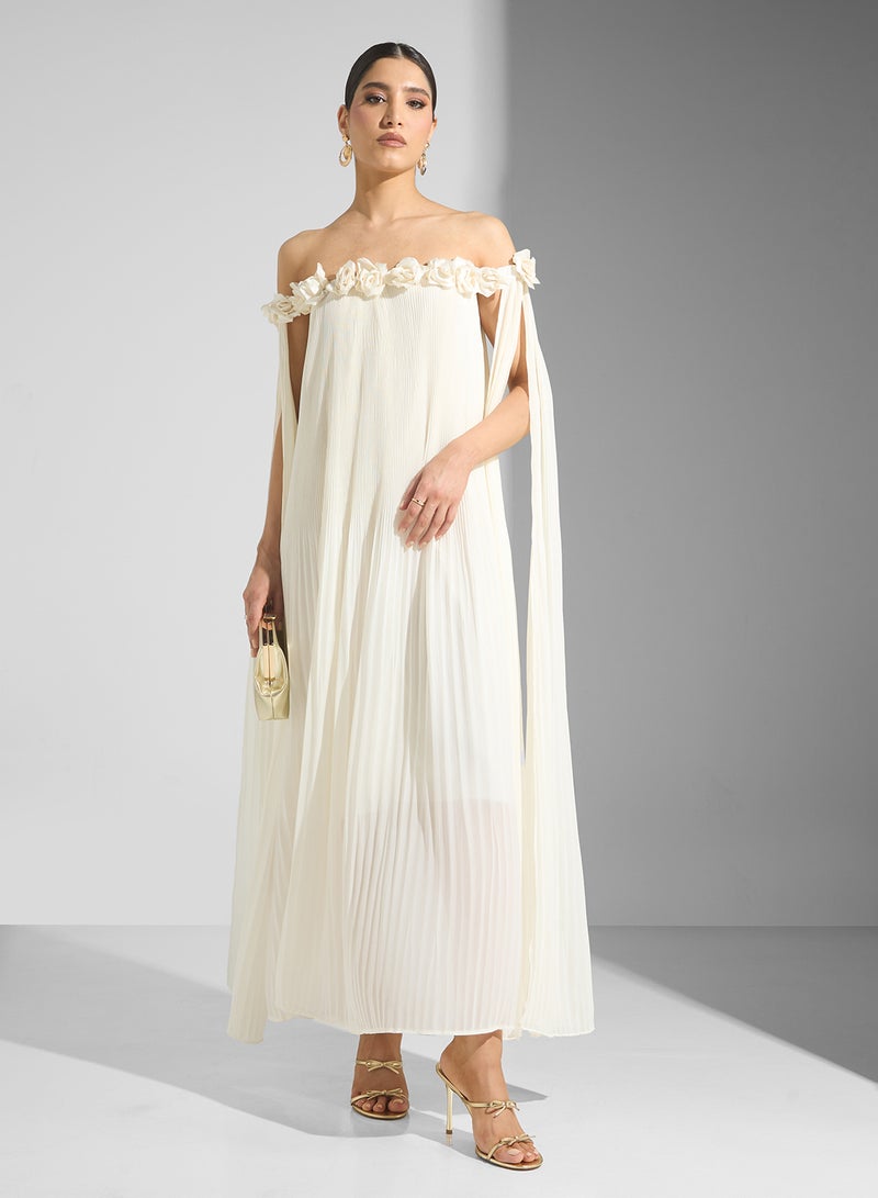 ايلا ليمتد اديشن فستان مكشوف الأكتاف بزهور ثلاثية الأبعاد - Image 5