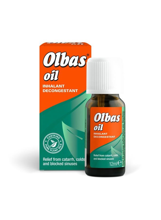 Olbas Inhalant Decongestant Oil for Adults | Fast Nasal Congestion Relief for Cold, Flu, Sinusitis & Allergies | Menthol, Eucalyptus & Peppermint Blend | 12ml - Image 1
