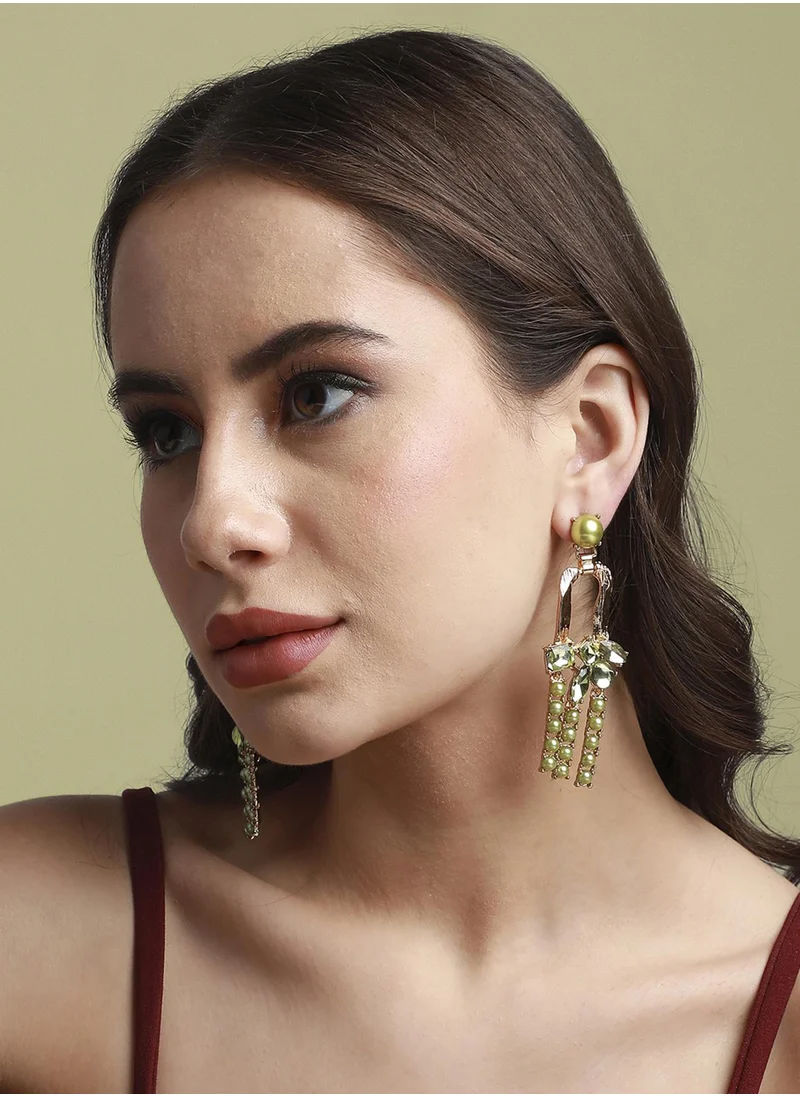 SOHI Contemporary Stone Studded Drop Earrings