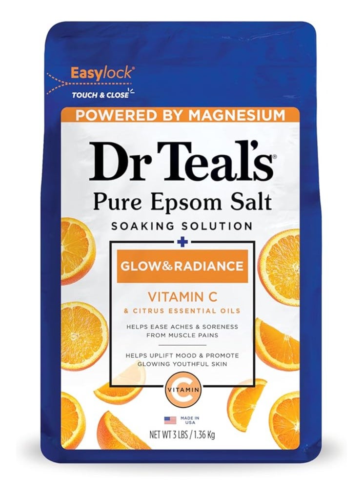 Dr Teal's Dr Teal's Epsom Bath Salt – 1.36kg, Vitamin C & Citrus Essential Oils  - Image 1