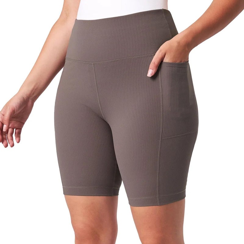 Mondetta Womens Active Midweight Ribbed Bike Short (US, Alpha, Large, Regular, Regular, Brown Iron) - Image 1