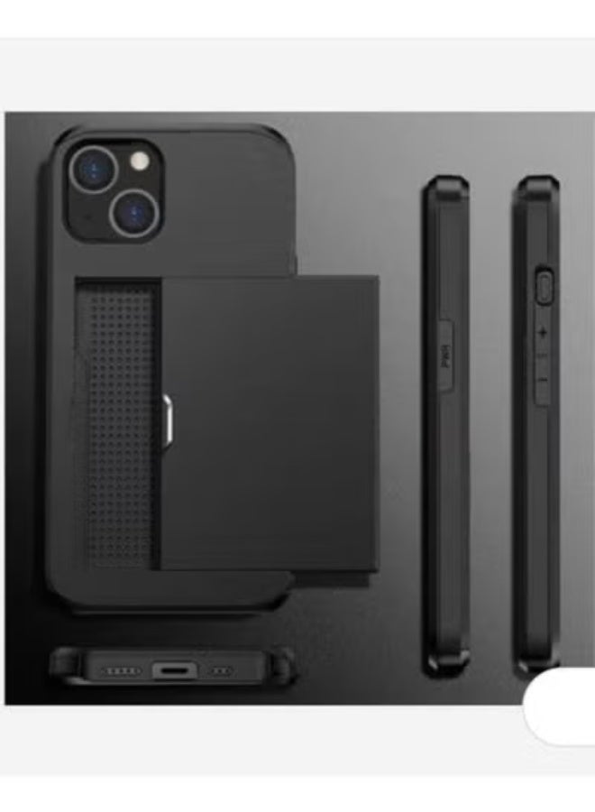 GULFLINK iPhone 15 Plus Case with Card Holder Heavy Duty Dual Layer Hidden Card Slot Slim Wallet case Black - Image 3