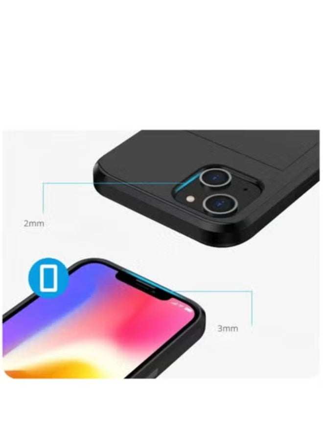 GULFLINK iPhone 15 Plus Case with Card Holder Heavy Duty Dual Layer Hidden Card Slot Slim Wallet case Black - Image 5