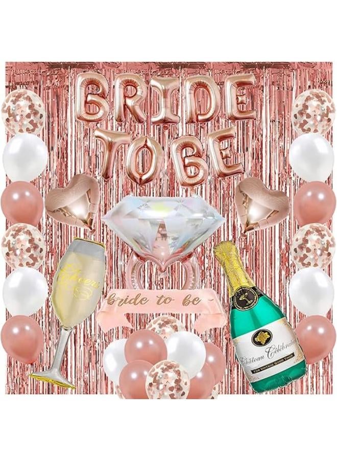 Bachelorette Party Decorations- 37pc Bachelorette Party Kit for Bride to Be Bridal Shower Balloons Sash Bridal Shower Decorations for Bridal Shower, Engagement Party Decorations Set (Rose Gold) - Image 1