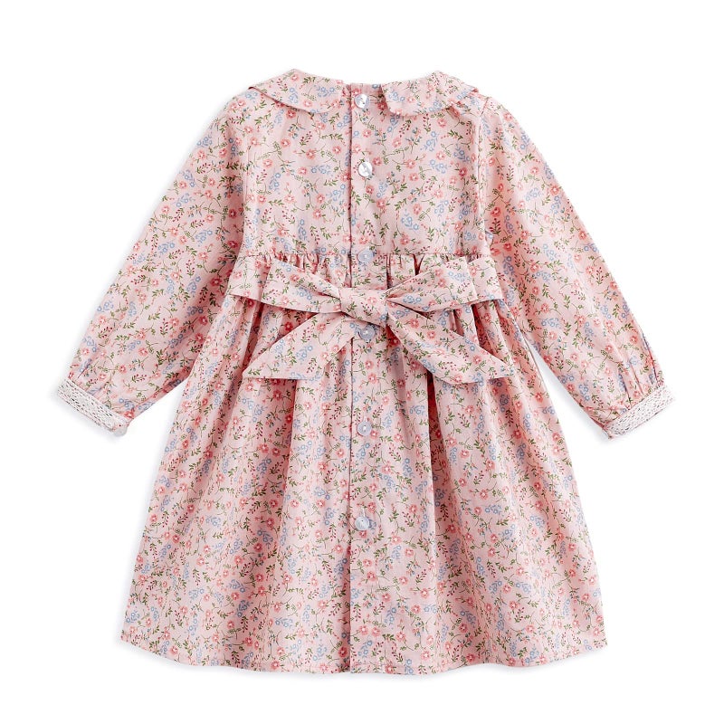 Simplee kids Baby Infant Girls Floral Casual Dress for Spring Fall Long Sleeve Toddler Playwear Dress for 12 Months E-Pink - Image 2