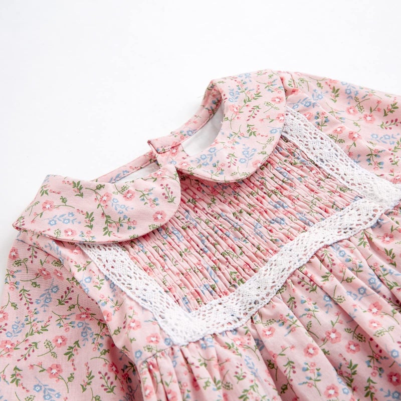Simplee kids Baby Infant Girls Floral Casual Dress for Spring Fall Long Sleeve Toddler Playwear Dress for 12 Months E-Pink - Image 3