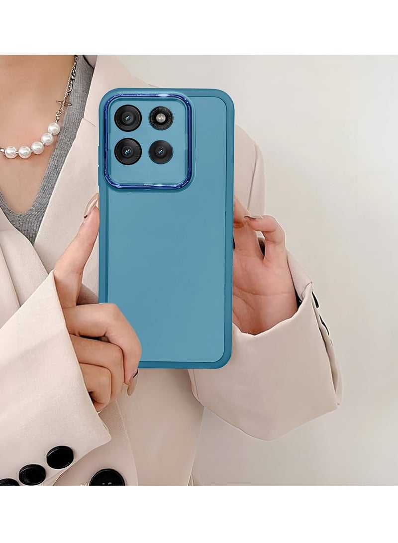 دبليو تيك غطاء خلفي أنيق شفاف بحماية كاميرا من السيليكون TPU رقيق جدًا لموتورولا إيدج 60 برو 5G 2025 - أزرق - Image 4