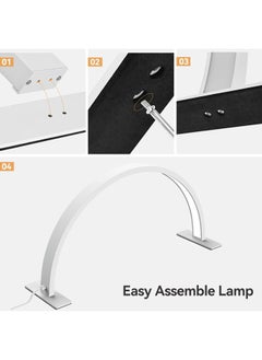 Hihonor Half Moon Light Nail Lamp for Desk, LED Nail Tech Lamp Lash Light for Professionals, Dimmable Lamp with Touch Controller, Color Temperature 3000K-6000K (White)  - Image 3