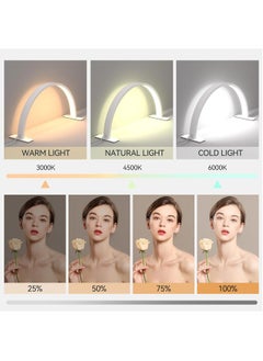 Hihonor Half Moon Light Nail Lamp for Desk, LED Nail Tech Lamp Lash Light for Professionals, Dimmable Lamp with Touch Controller, Color Temperature 3000K-6000K (White)  - Image 5
