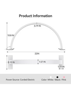Hihonor Half Moon Light Nail Lamp for Desk, LED Nail Tech Lamp Lash Light for Professionals, Dimmable Lamp with Touch Controller, Color Temperature 3000K-6000K (White)  - Image 4