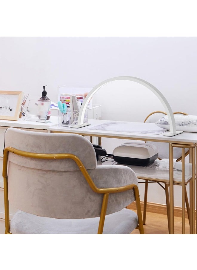 Hihonor - Half Moon Light Nail Lamp for Desk, LED Nail Tech Lamp Lash Light for Professionals, Dimmable Lamp with Touch Controller, Color Temperature 3000K-6000K (White) - Image 1