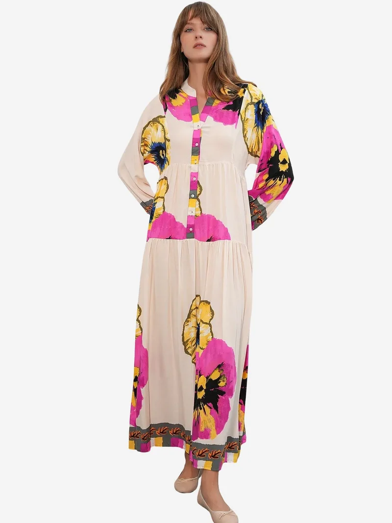 BDART Patterned V-Neck Maxi Dress