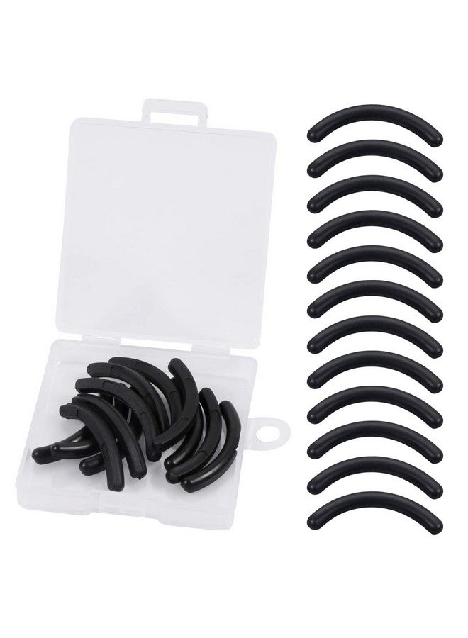 كابكس وسادات إعادة تعبئة لتجعيد الرموش، وسادات إعادة تعبئة لتجعيد الرموش من المطاط السيليكوني، وسادات إعادة تعبئة بديلة لتجعيد الرموش العالمية مع صندوق تخزين شفاف، أسود، 12 قطعة - Image 1