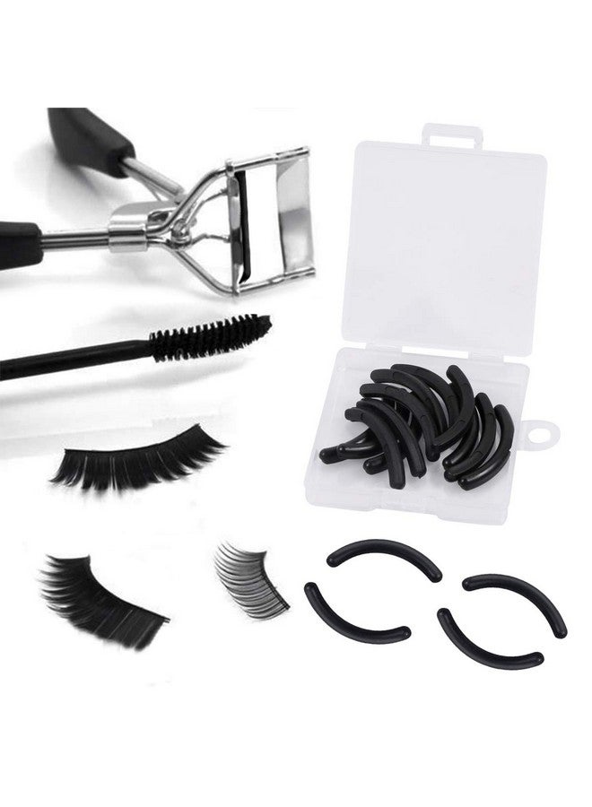 كابكس وسادات إعادة تعبئة لتجعيد الرموش، وسادات إعادة تعبئة لتجعيد الرموش من المطاط السيليكوني، وسادات إعادة تعبئة بديلة لتجعيد الرموش العالمية مع صندوق تخزين شفاف، أسود، 12 قطعة - Image 3