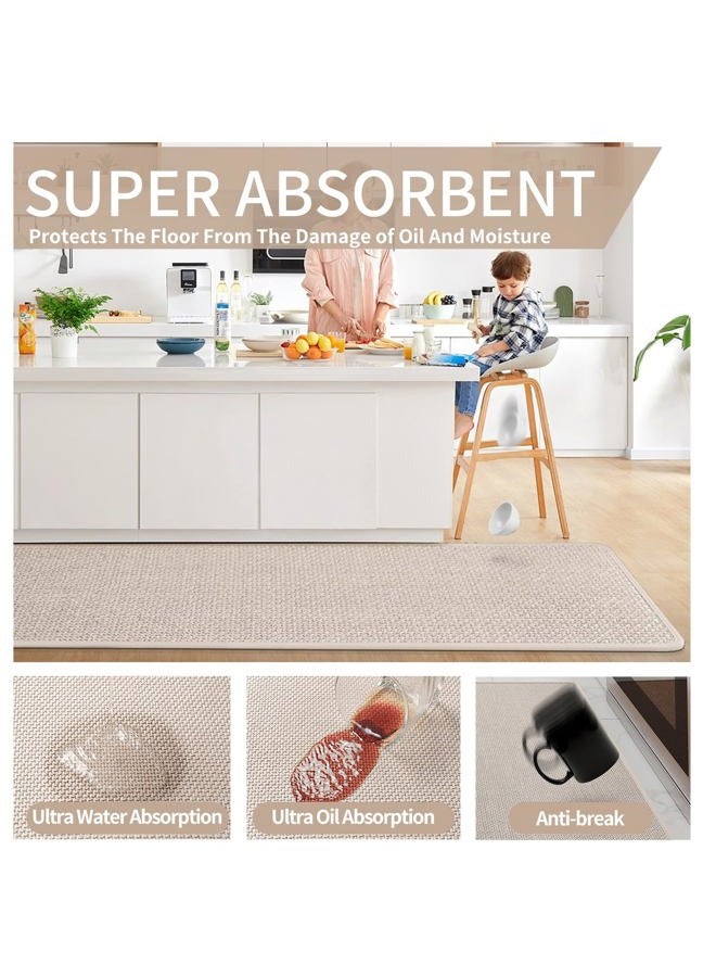 YDKGL Kitchen Mats for Floor, Super Absorbent Kitchen Rugs Non Slip Washable, Soft Imitation Linen Braided Kitchen Runner Rug, Standing Mat Kitchens Sink Mat, Easy to Clean, Beige 17x30 - Image 5