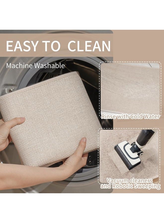 YDKGL Kitchen Mats for Floor, Super Absorbent Kitchen Rugs Non Slip Washable, Soft Imitation Linen Braided Kitchen Runner Rug, Standing Mat Kitchens Sink Mat, Easy to Clean, Beige 17x30 - Image 4