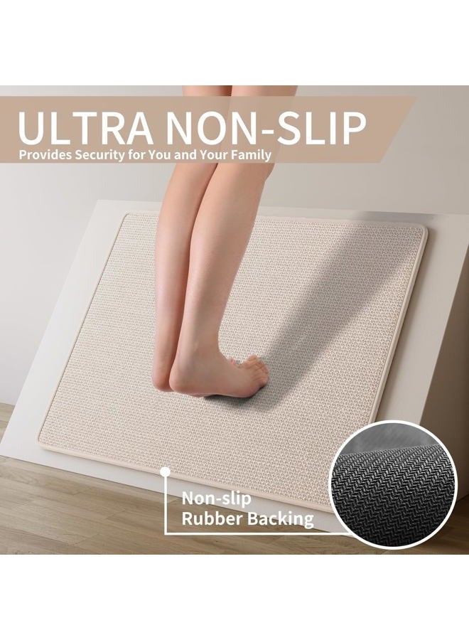 YDKGL Kitchen Mats for Floor, Super Absorbent Kitchen Rugs Non Slip Washable, Soft Imitation Linen Braided Kitchen Runner Rug, Standing Mat Kitchens Sink Mat, Easy to Clean, Beige 17x30 - Image 3