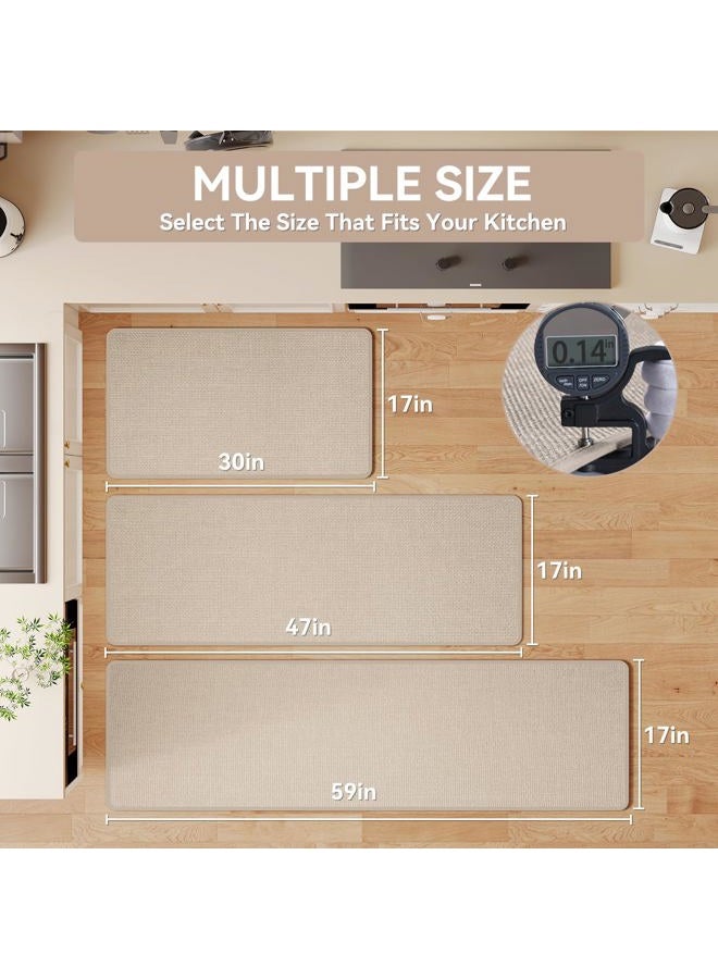 YDKGL Kitchen Mats for Floor, Super Absorbent Kitchen Rugs Non Slip Washable, Soft Imitation Linen Braided Kitchen Runner Rug, Standing Mat Kitchens Sink Mat, Easy to Clean, Beige 17x30 - Image 2
